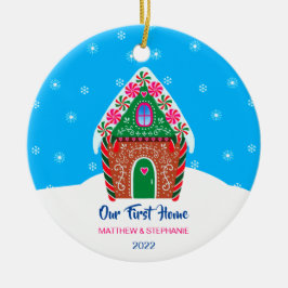 Unser erstes Zuhause Weihnachts-Gingerbrothaus Blu Keramik Ornament