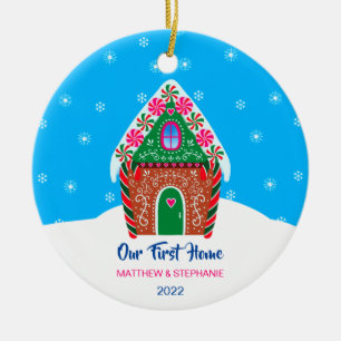 Unser erstes Zuhause Weihnachts-Gingerbrothaus Blu Keramik Ornament