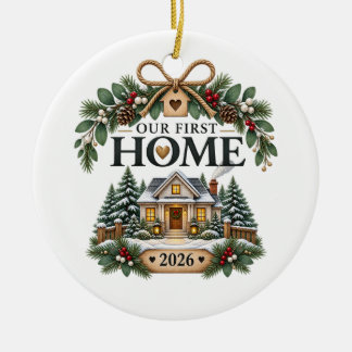 Unser erstes Zuhause Weihnachtsschmuck, neues Zuha Keramik Ornament