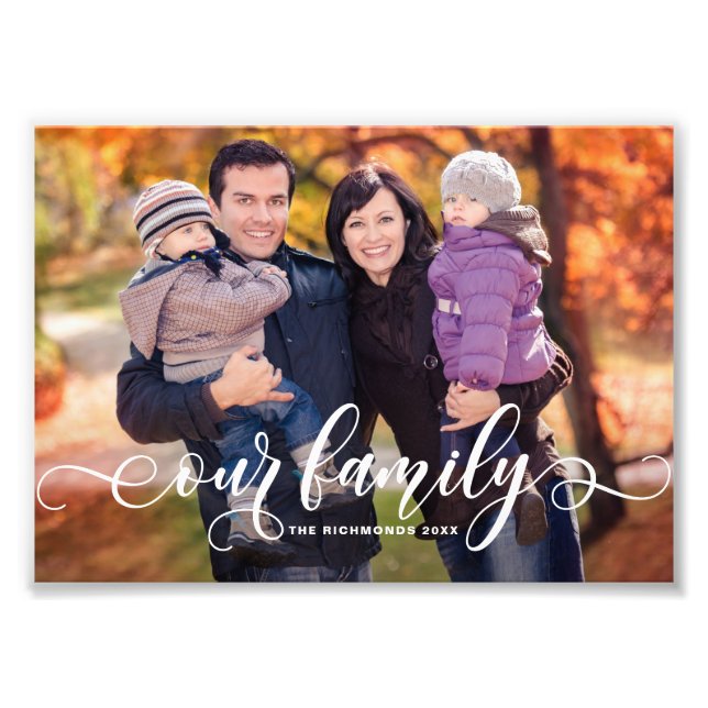 Unser familiäres, modernes Calligraphy Overlay Fam Fotodruck (Vorne)