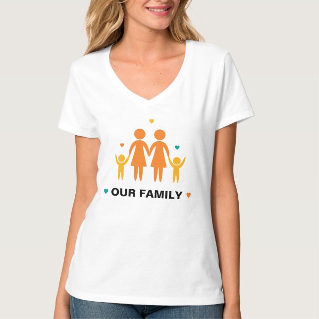 Unser Familien-lesbischer T - Shirt (2 Jungen) (Vorderseite)