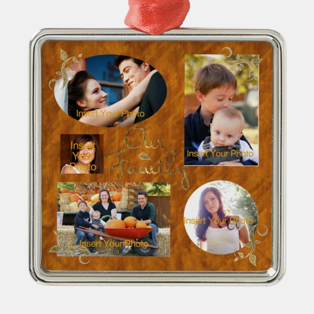 Unser Family Foto Album Collage Silbernes Ornament (Vorne)