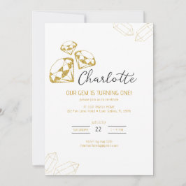 Unser Gem Birthday Einladung Gold Diamond Thema