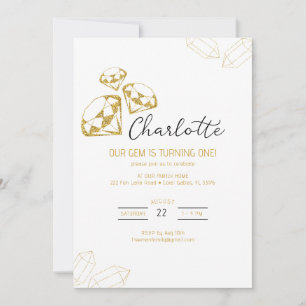 Unser Gem Birthday Einladung Gold Diamond Thema