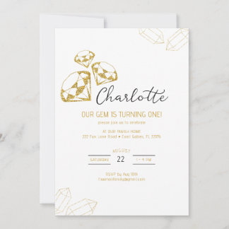 Unser Gem Birthday Einladung Gold Diamond Thema