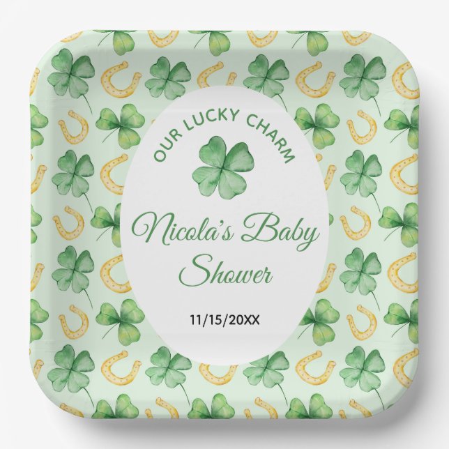 Unser Glücksbringer-St.-Patrick-Baby-Shower Pappteller (Vorderseite)