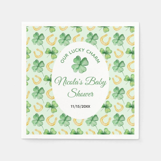 Unser Glücksbringer St. Patrick's Babyparty Serviette (Vorderseite)