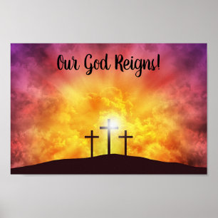 Unser Gott regiert Premium-Canvas-Glossy-Plakat Poster