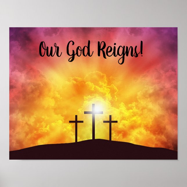 Unser Gott regiert Premium Leinwand Gloss Poster (Vorne)