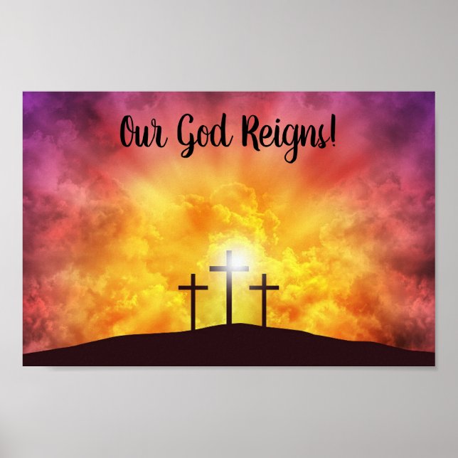 Unser Gott regiert Premium Leinwand Gloss Poster (Vorne)