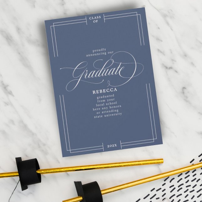 Unser Graduate Classic Script Blue No Pic Abschlus Ankündigung (Von Creator hochgeladen)