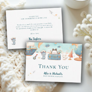 Unser größtes Abenteuer Vintage Blau Baby Shower Dankeskarte