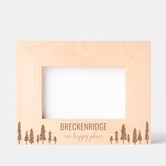 Unser Happy Place Custom Urlaub Geätzte Rahmen (Vorderseite)