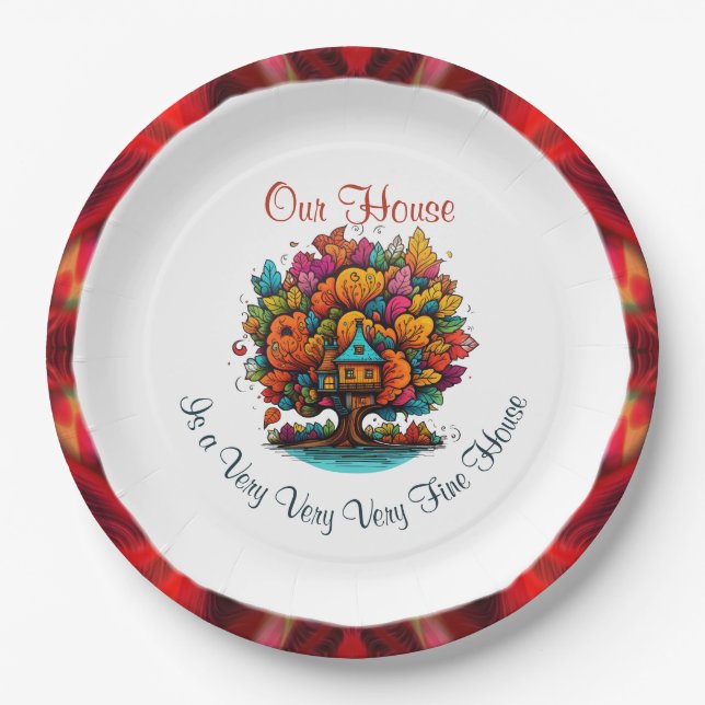 Unser Haus ist ein sehr schönes Haus Pappteller (Vorderseite)