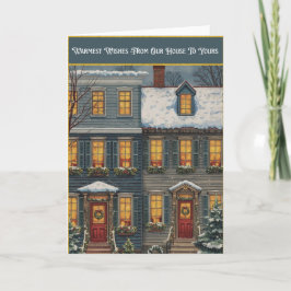 Unser Haus zu Ihrem Weihnachtsgrußkarte gefaltet Feiertagskarte