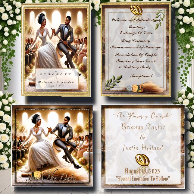 Unser Hochzeitstag Bliss elegant afroamerikanisch Programm (Personalize wedding invitations and save-the-date cards to meet your special requirements)
