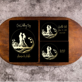 Unser Hochzeitstag, ein paar Gold Foil Einladung