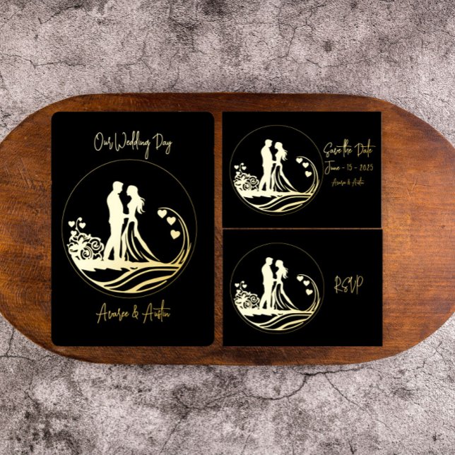 Unser Hochzeitstag, ein paar Gold Foil Einladung (Von Creator hochgeladen)