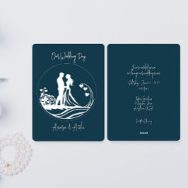 Unser Hochzeitstag, ein paar Silber Foil Einladung