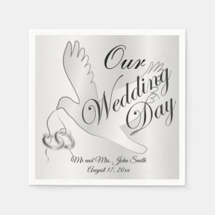 Unser Hochzeitstag - Hochzeitsdohlen Serviette