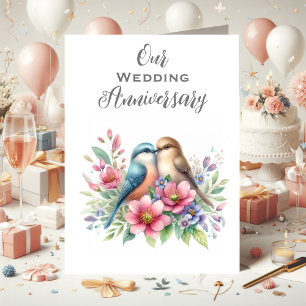 Unser Hochzeitstag Liebesvögel Dankeskarte
