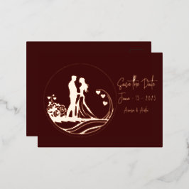 Unser Hochzeitstag - Rose Gold Foil Rett Datum Folie Einladungspostkarte