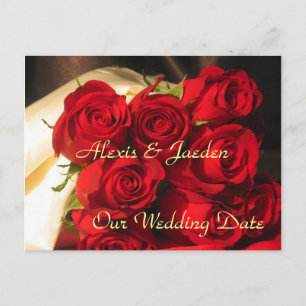 "Unser Hochzeitstag" - Rote Rose Bouquet Ankündigungspostkarte