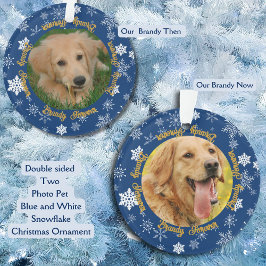 Unser Hund dann und jetzt 2 Foto Custom Holiday Ornament