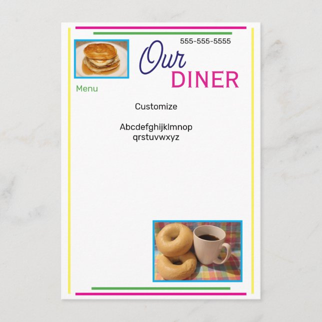 Unser individuelles Diner-Menü Menükarte (Vorderseite)