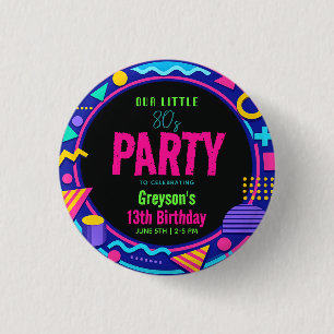 unser kleine Retro-Neon-80er-Geburtstagsfeier Button