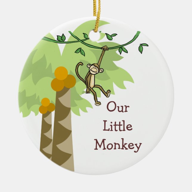 Unser kleiner Affe-personalisiertes Foto-Baby Keramik Ornament (Vorne)
