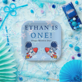 Unser kleiner Astronaut wird eins! Party-Platine Pappteller