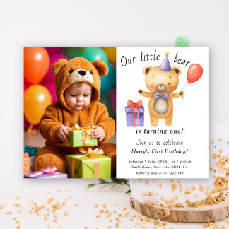 Unser kleiner Bär dreht einen Kindergeburtstag Einladung