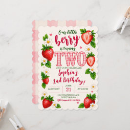 Unser kleiner Berry wird zwei Strawberry 2. Geburt Einladung