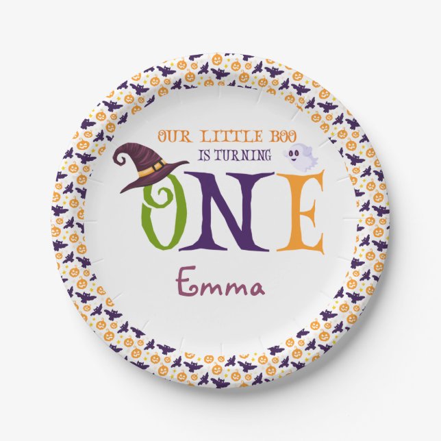 Unser kleiner Boo, der eins dreht, Halloween, 1. G Pappteller (Vorderseite)