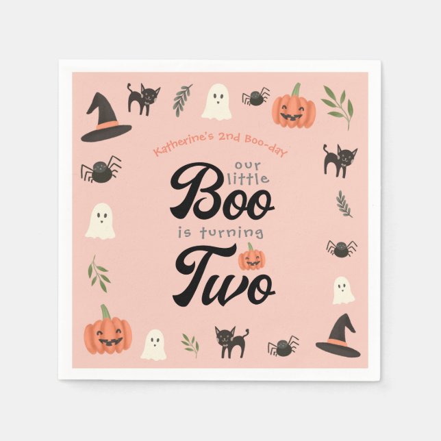 Unser kleiner Boo dreht zwei Halloween, den 2. Geb Serviette (Vorderseite)