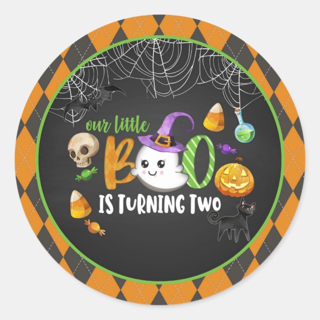Unser kleiner Boo dreht zwei (schwarze) Aufkleber (Vorderseite)