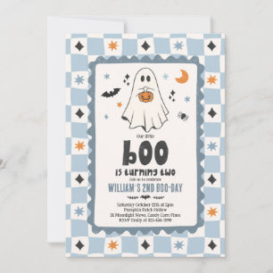 Unser kleiner Boo Halloween-Junge Geist 2. Geburts Einladung