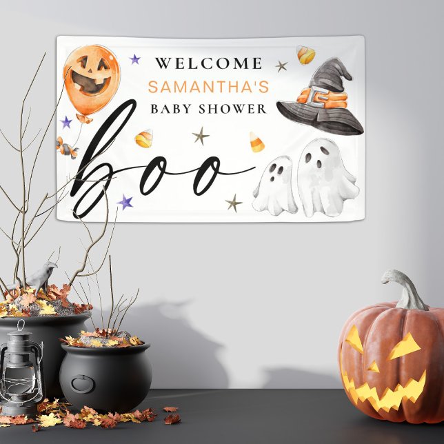 Unser kleiner Boo ist die Halloween-Kinderdusche Banner (Decorate your Halloween baby shower with this spooky inspired little boo design with ghosts.
)