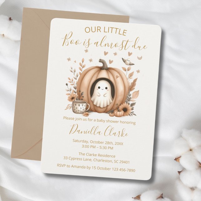 Unser kleiner Boo ist fast Due Boho Babydusche Einladung (Little Boo Is Almost Due Baby Shower Invitation)