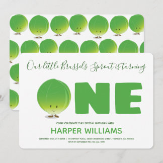 Unser kleiner Brüsseler Sprout macht einen Geburts Einladung