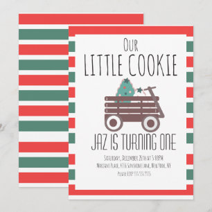 Unser kleiner Cookie-Weihnachts-Erstgeburtstagswag Einladung