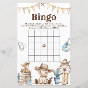 Unser kleiner Cowboy Cactus Baby Dusche Bingo Game