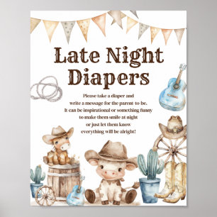Unser kleiner Cowboy Wild West Spate Night Diaper Poster