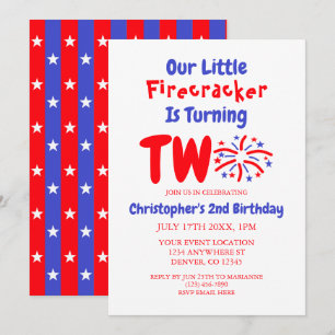 Unser kleiner Firecracker 2. Geburtstag Einladung