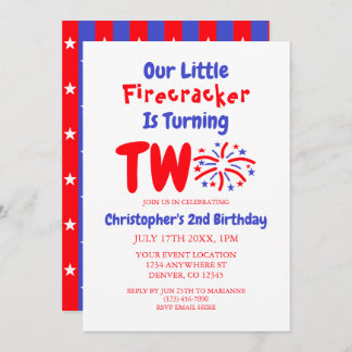 Unser kleiner Firecracker 2. Geburtstag Einladung