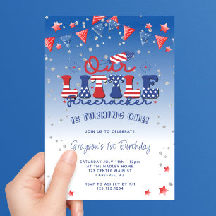 Unser kleiner Firecracker Junge 1. Geburtstag Einladung