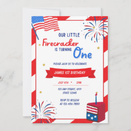 Unser kleiner Firecracker macht einen Geburtstag Einladung