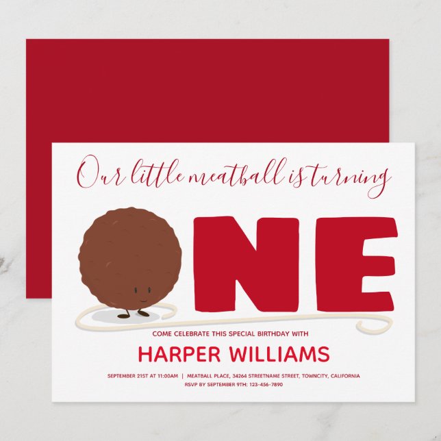 Unser kleiner Fleischball macht einen ersten Gebur Einladung (Vorne/Hinten)