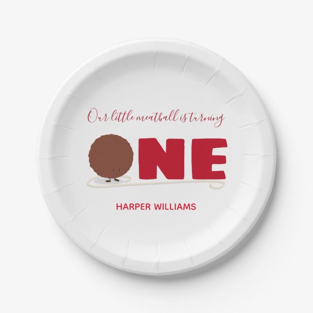 Unser kleiner Fleischball macht einen ersten Gebur Pappteller (Vorderseite)